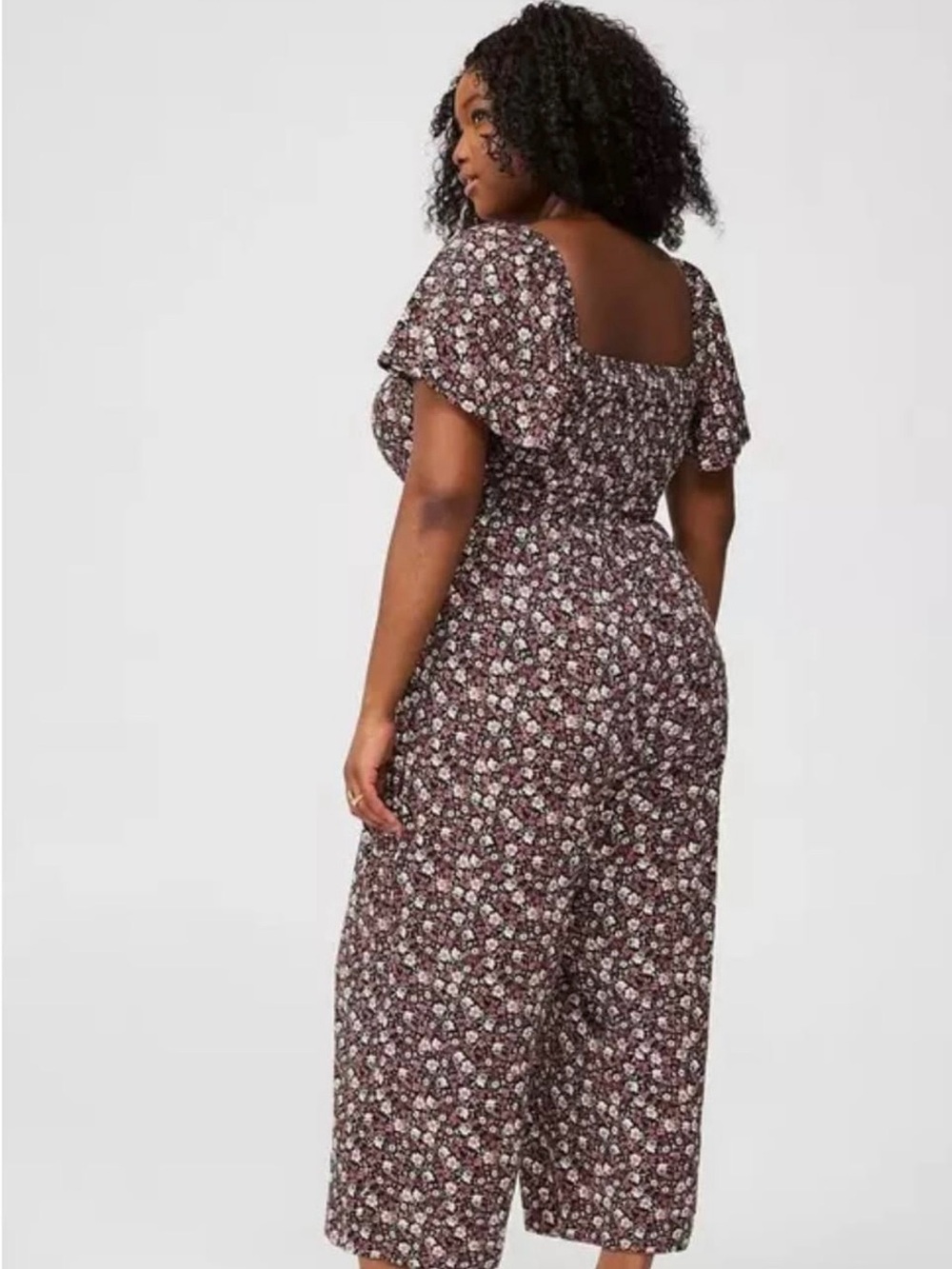 Torrid NWT Burgundy Floral Smocked Jumpsuit - Picture 5 of 7